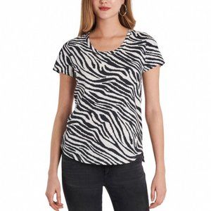 NEW! Vince Camuto Women's Medium Scoop Neck Animal Print Short Sleeve Top